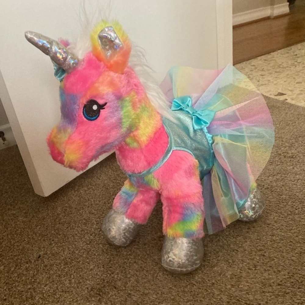Build-A-Bear Rainbow Unicorn Plush with Silver Horn including outfit - Picture 5 of 6